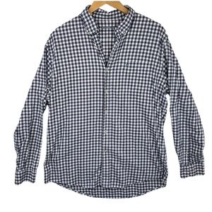 Southern Tide Gray and White Plaid Gingham Button Down Shirt-Large